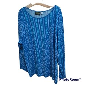 Bob Mackie Wearable Art Geometric Floral Print Long Sleeve Top